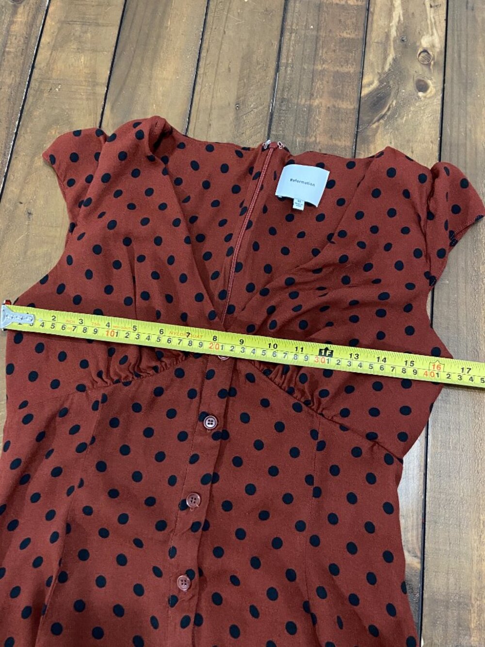 Reformation Wilda Midi Dress Fig Jam Dot Brown Polka Dot 10 - Picture 5 of 10